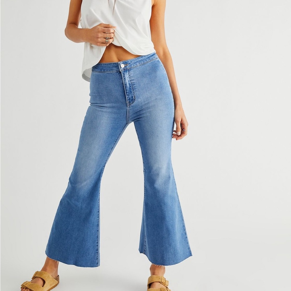Free People Youthquake Crop Flare Jeans